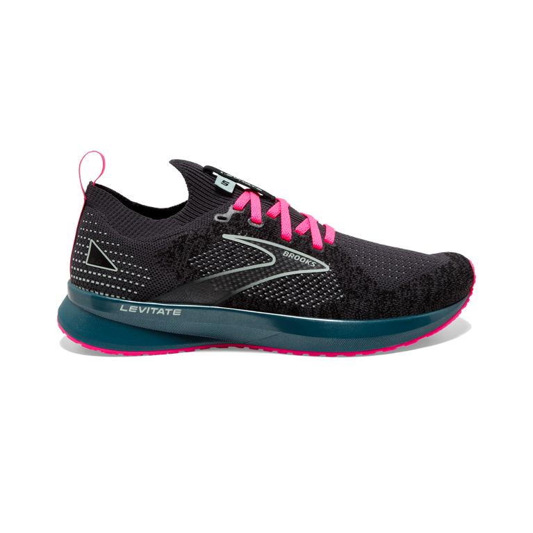 Brooks Womens Levitate Stealthfit 5 Energy Return Road Running Shoes - Black/Blue/Pink (430768-BPG)